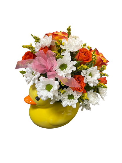 $44 Flower Arrangement - Baby Duck Vase