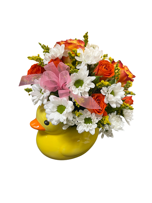 $44 Flower Arrangement - Baby Duck Vase