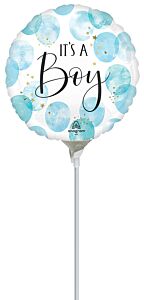9" Stick Balloon  - Baby Boy Watercolor