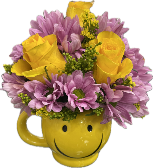 Fresh Flower Smiley Mug $40