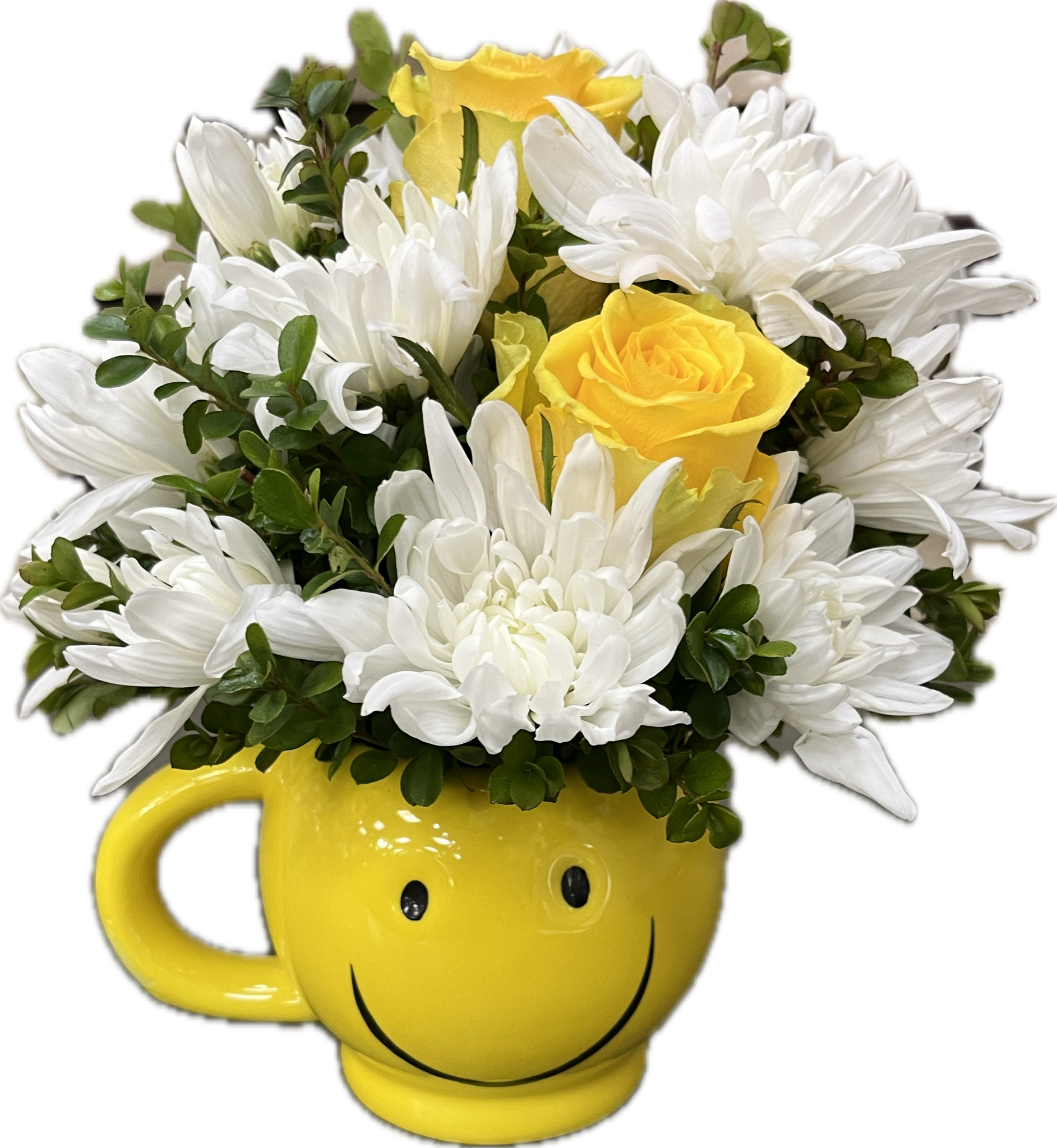 Fresh Flower Smiley Mug $35